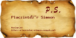 Placzintár Simeon névjegykártya